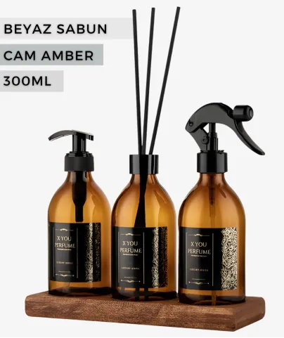 Beyaz Sabun Cam Amber Set